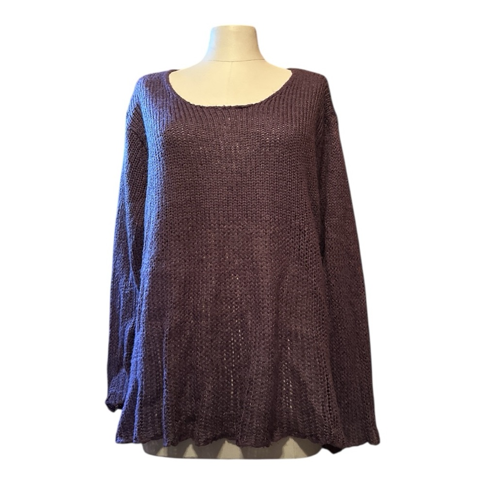 SAHALIE womens 2X purple loose-knit acrylic/nylon/mohair sweater
